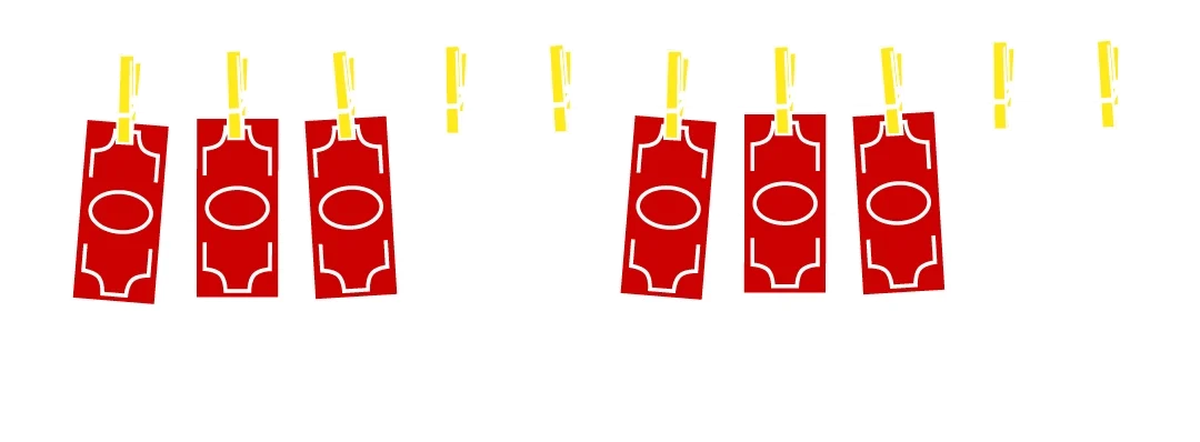 Illustration - Geldscheine an einer Wäscheleine aufgehängt